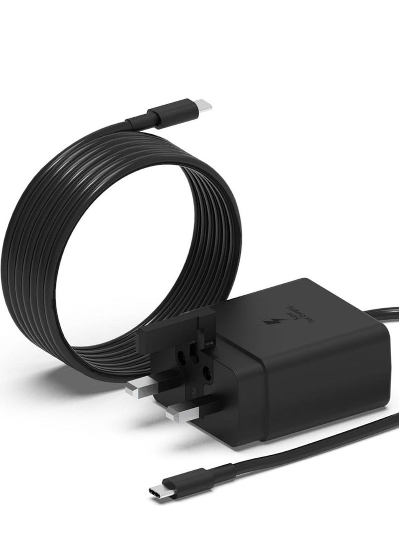 45W Power Adapter with USB-C Cable 5A 1.8m Super Fast Charging for Compatible Devices Black - Image 1